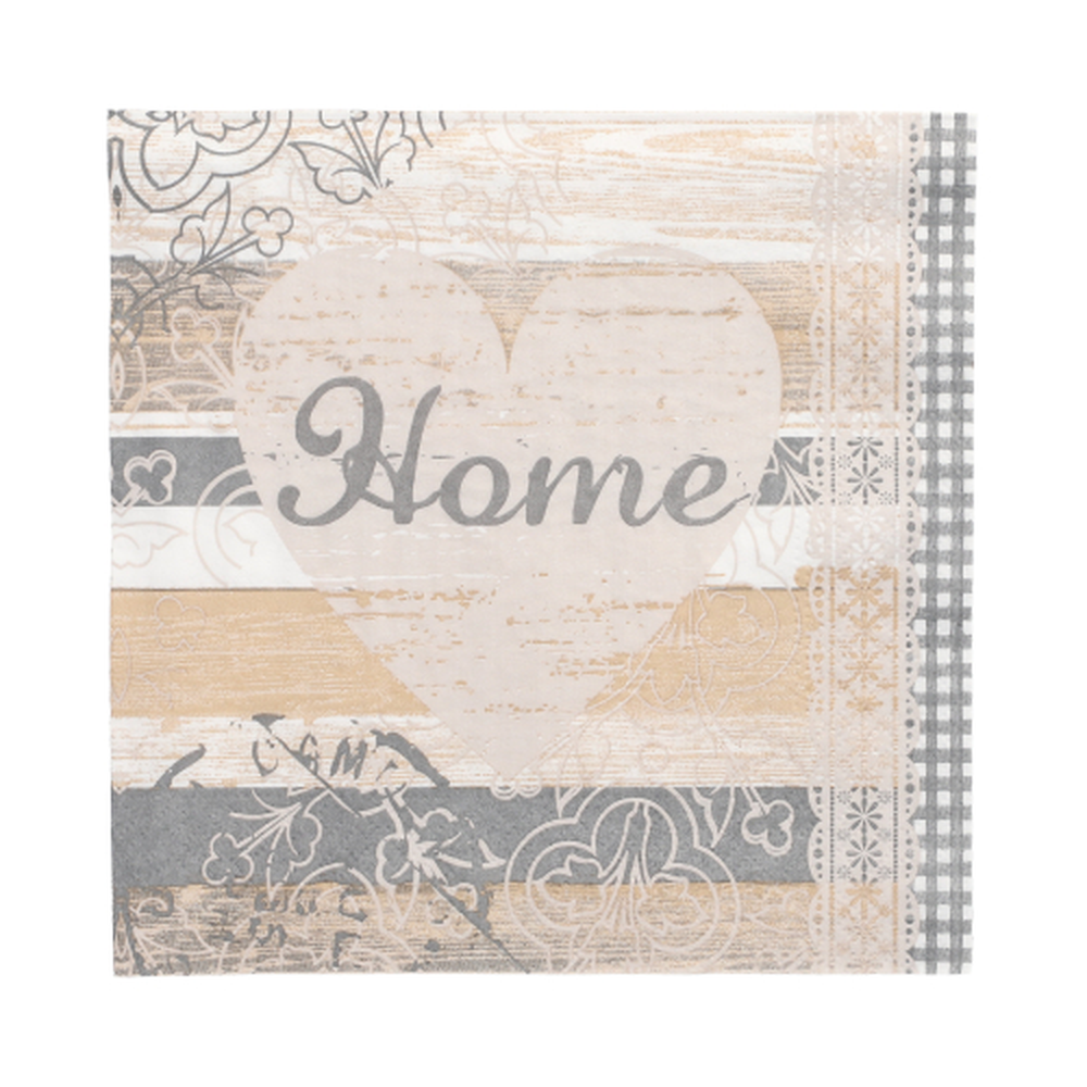 Papstar Servietten, 3-lagig 1/4-Falz 33 cm x 33 cm "Home"