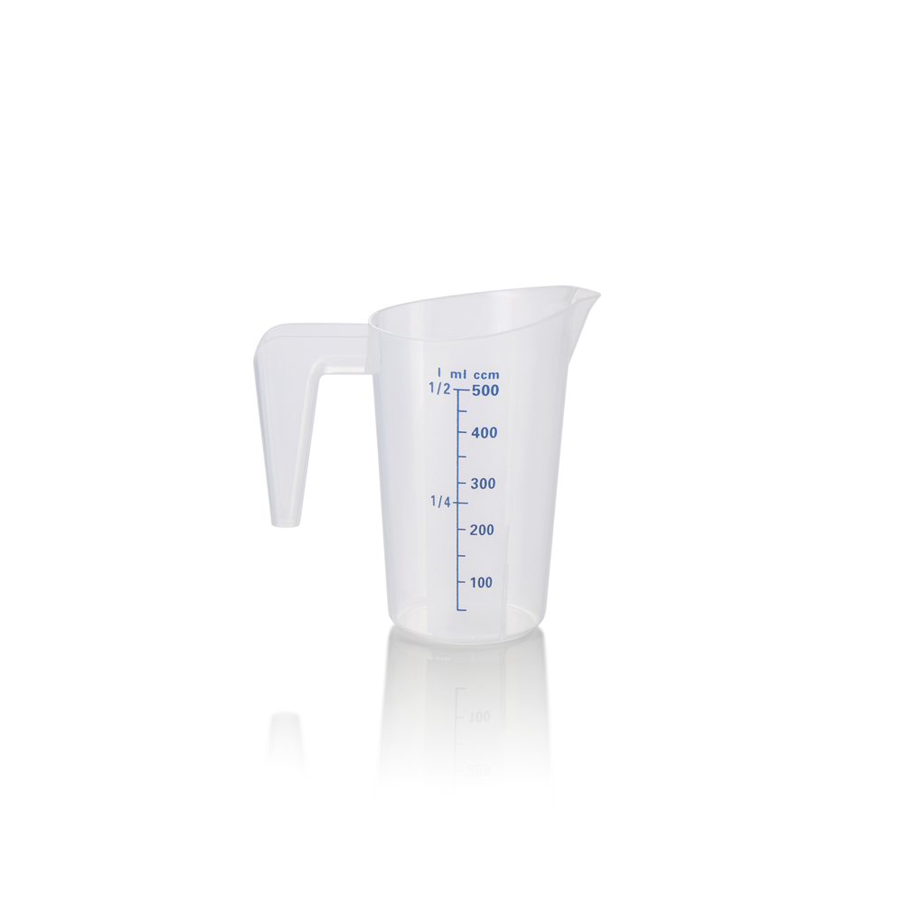 WAS Messbecher, Ø 10 cm, 0,5 ltr., mit 50 ml Skalierung, Polypropylen