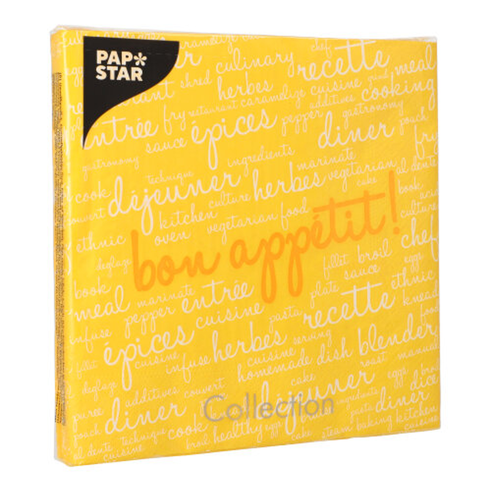 Papstar Servietten, 3-lagig 1/4-Falz 40 cm x 40 cm gelb "Table Pleasures"