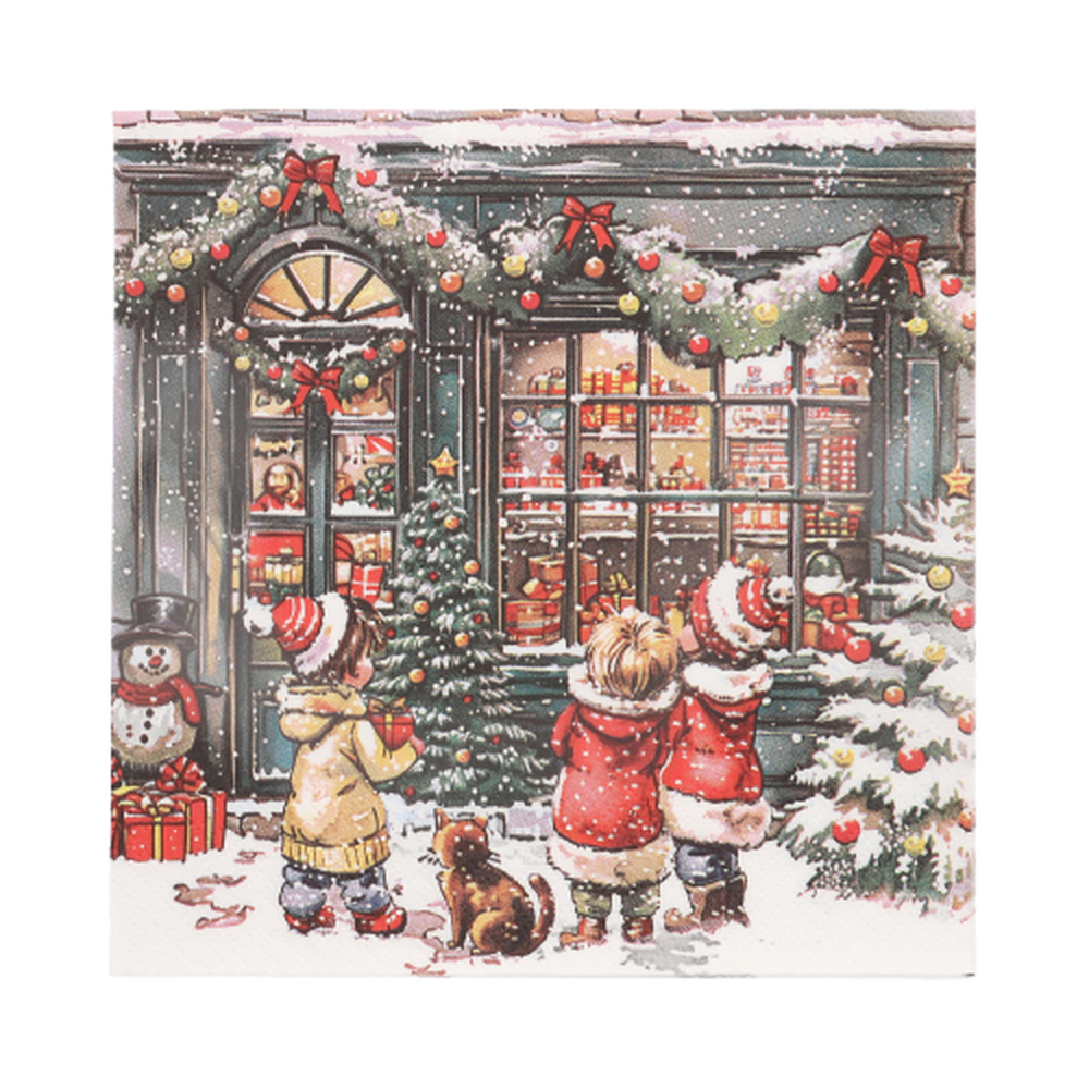 Papstar Servietten, 3-lagig 1/4-Falz 33 cm x 33 cm "It looks like Christmas"