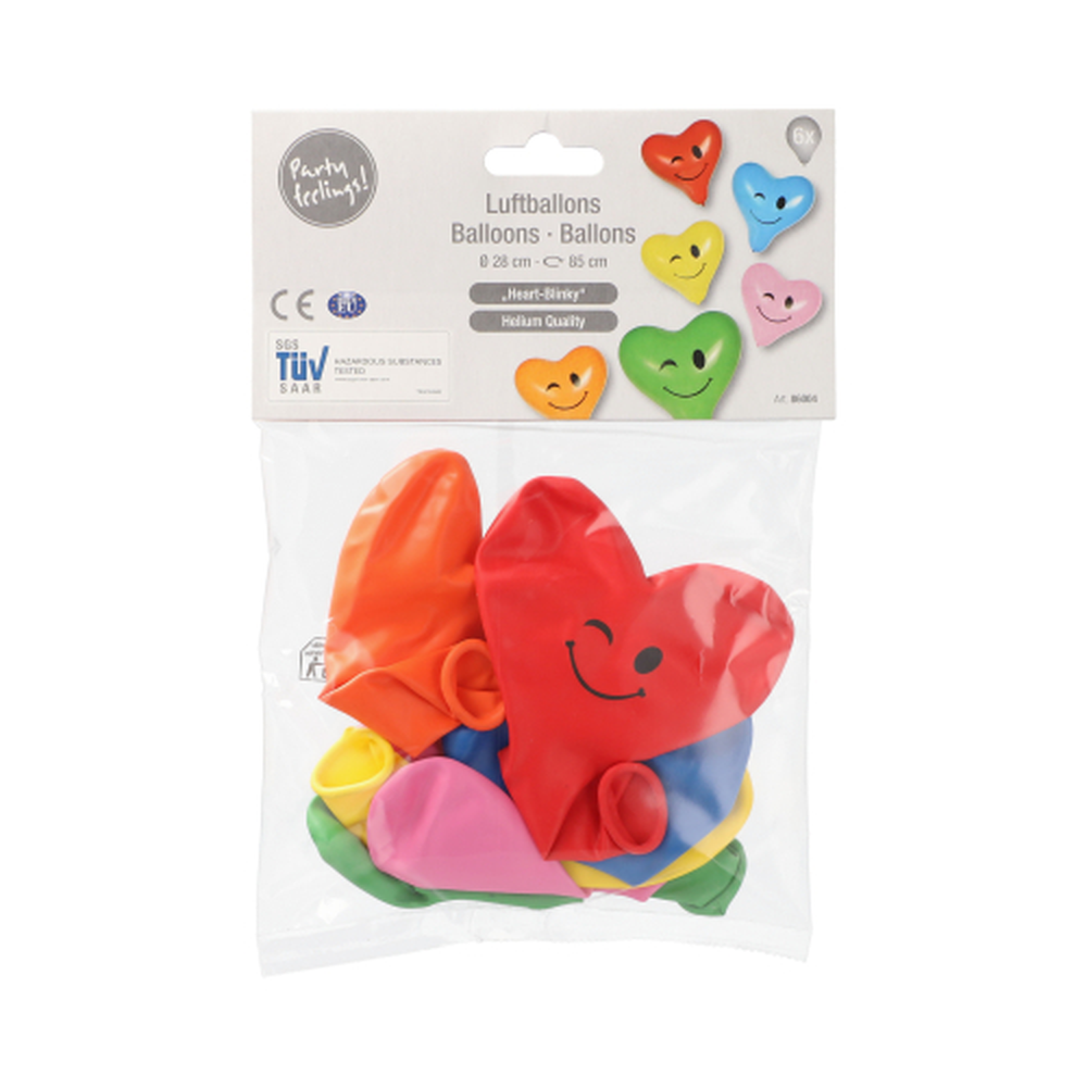 Papstar Luftballons Ø 28 cm farbig sortiert "Heart - Blinky" large