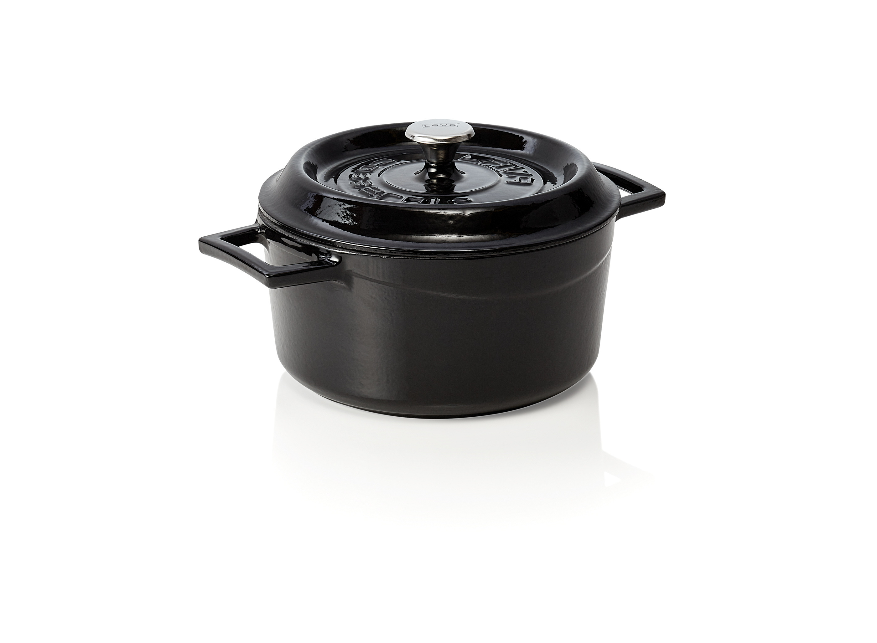 WAS Cocotte Ø oben 21 cm Höhe 10,5 cm schwarz Gusseisen