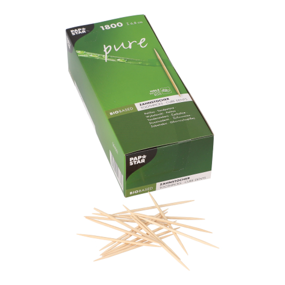 Papstar Zahnstocher, Holz "pure" rund 6,8 cm