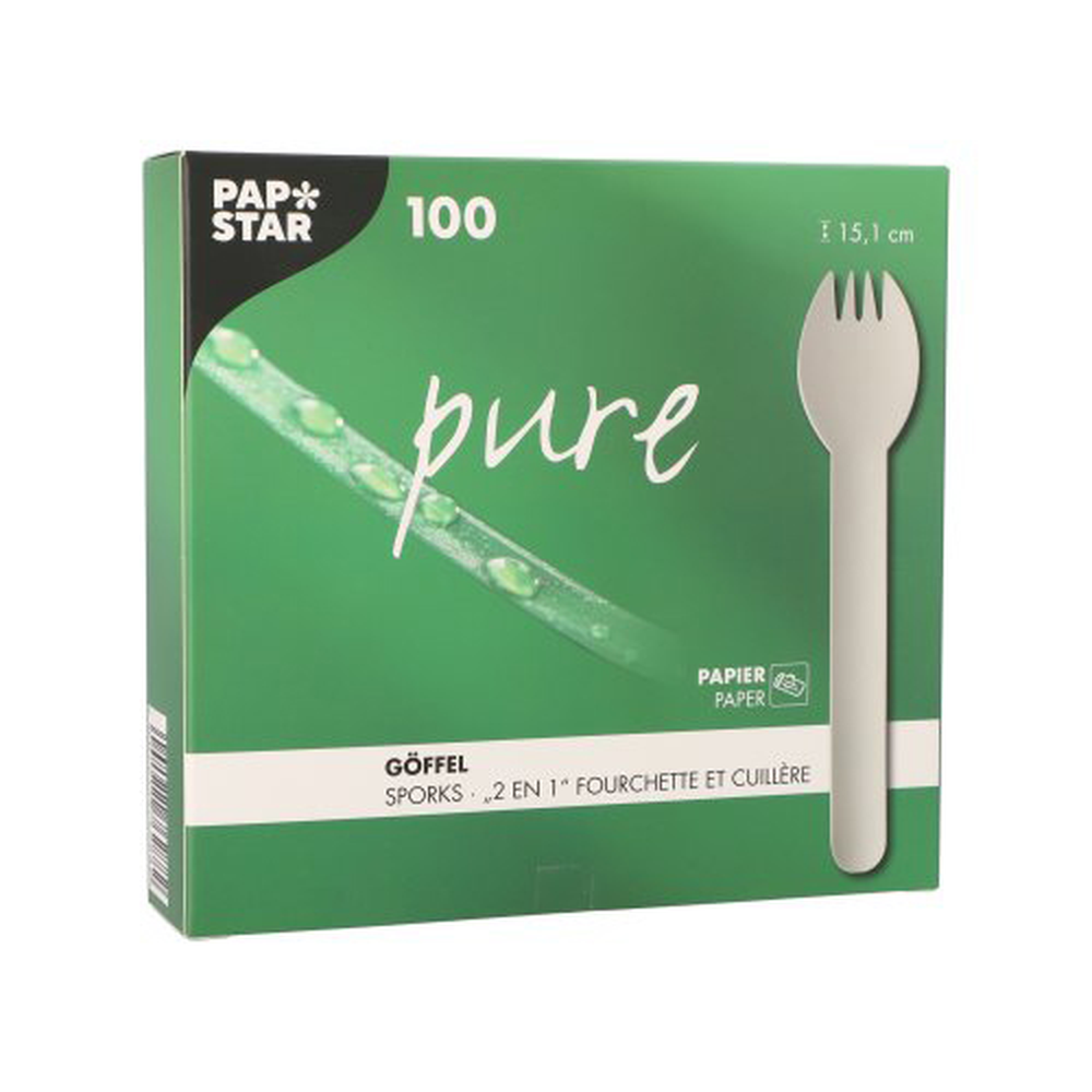 Papstar Göffel, Papier "pure" 15,1 cm weiss