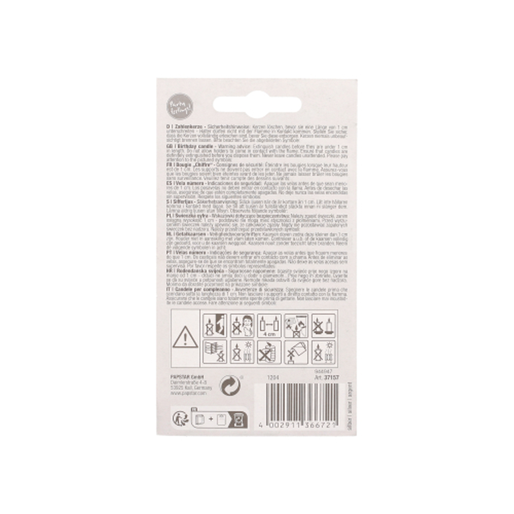 Papstar Zahlenkerze mit Halter 7 cm silber "2"