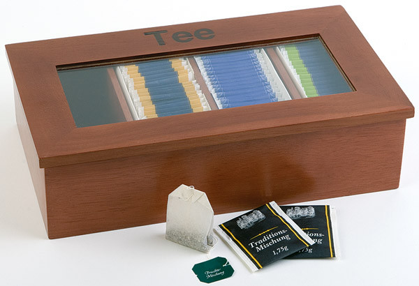APS Teebox Holz 4 Kammern 33,5 x 20 cm