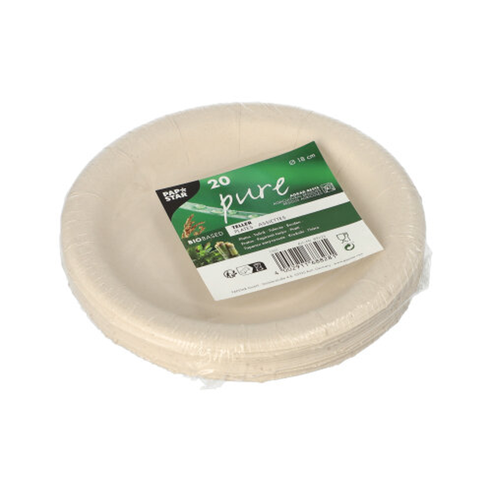 Papstar Teller Agrarreste "pure" rund Ø 18 cm weiss