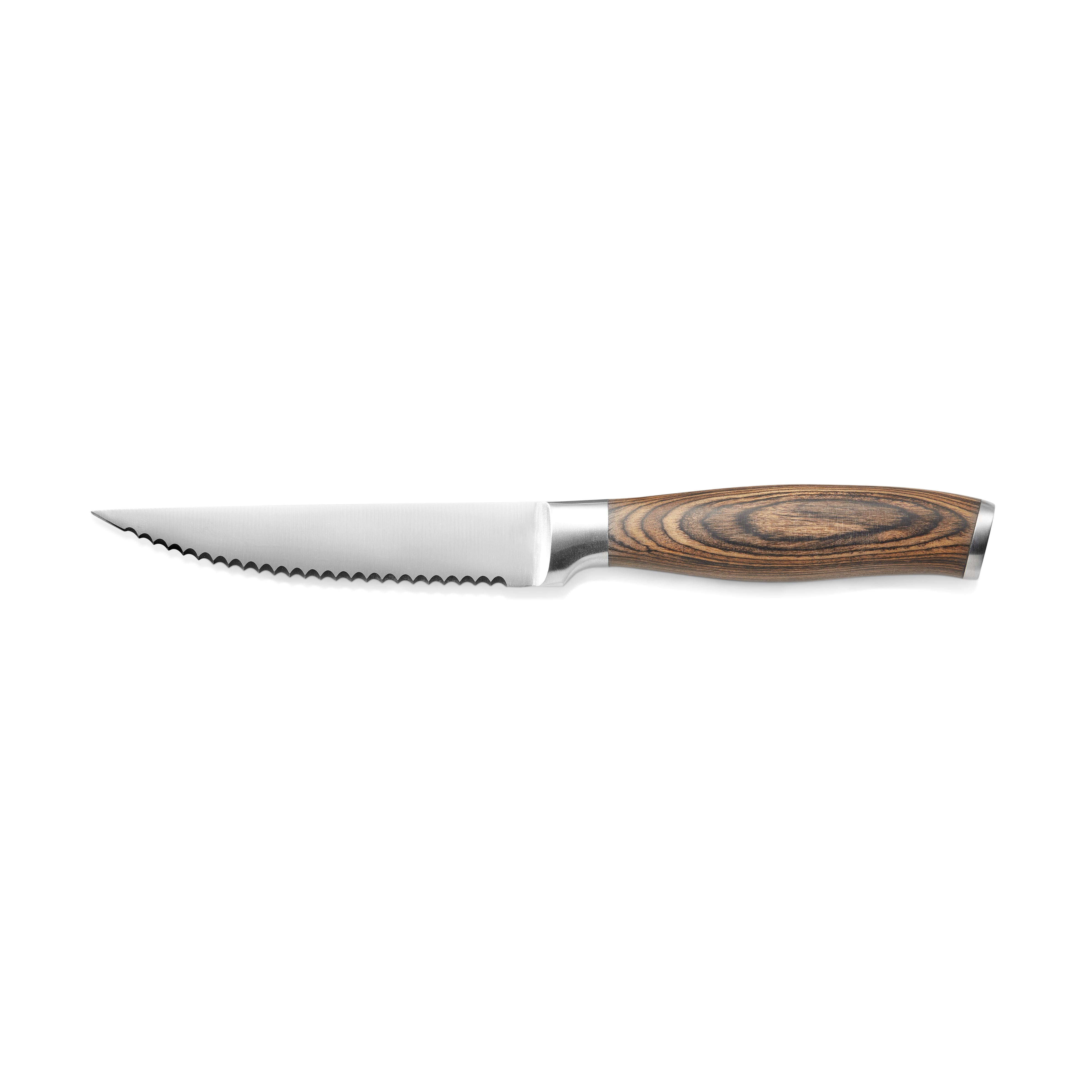 WAS Steakmesser mit Holzgriff, 11,5 cm, Set á 12 Stück, Edelstahl