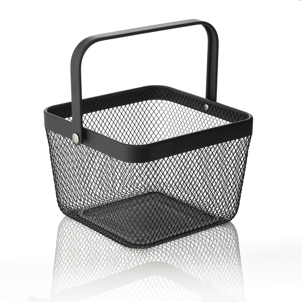 WAS Korb, 24,5 x 24,5 x 17,5 cm, schwarz pulverbeschichtet, Metall