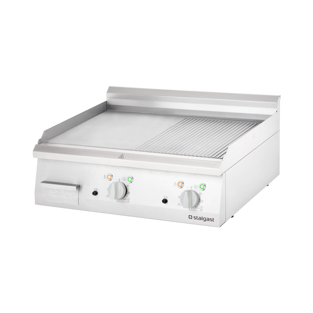 Stalgast Elektro-Griddleplatte als Tischgerät, 800x700 mm, ½ glatte/½ gerillte G