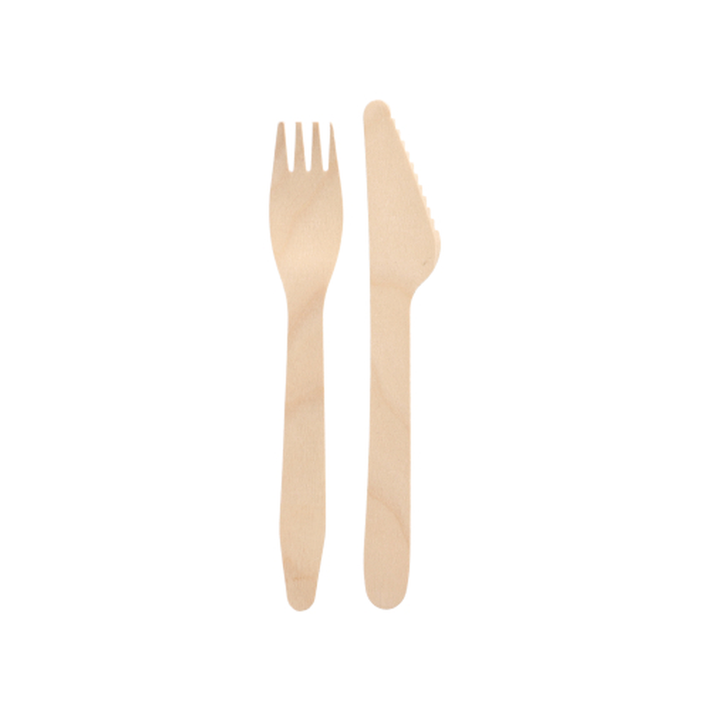 Papstar Bestecke, Holz "pure" 16,5 cm (Messer, Gabel)