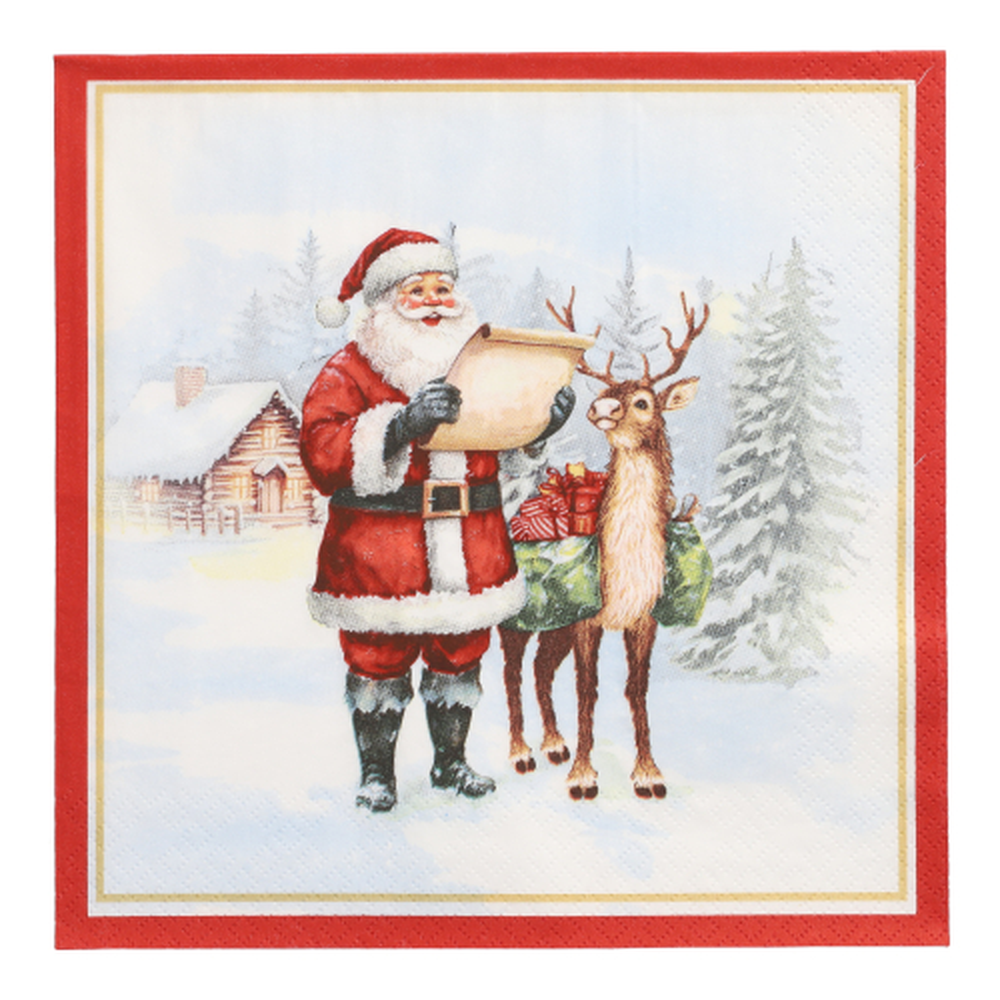 Papstar Servietten, 3-lagig 1/4-Falz 40 cm x 40 cm "Dear Santa"