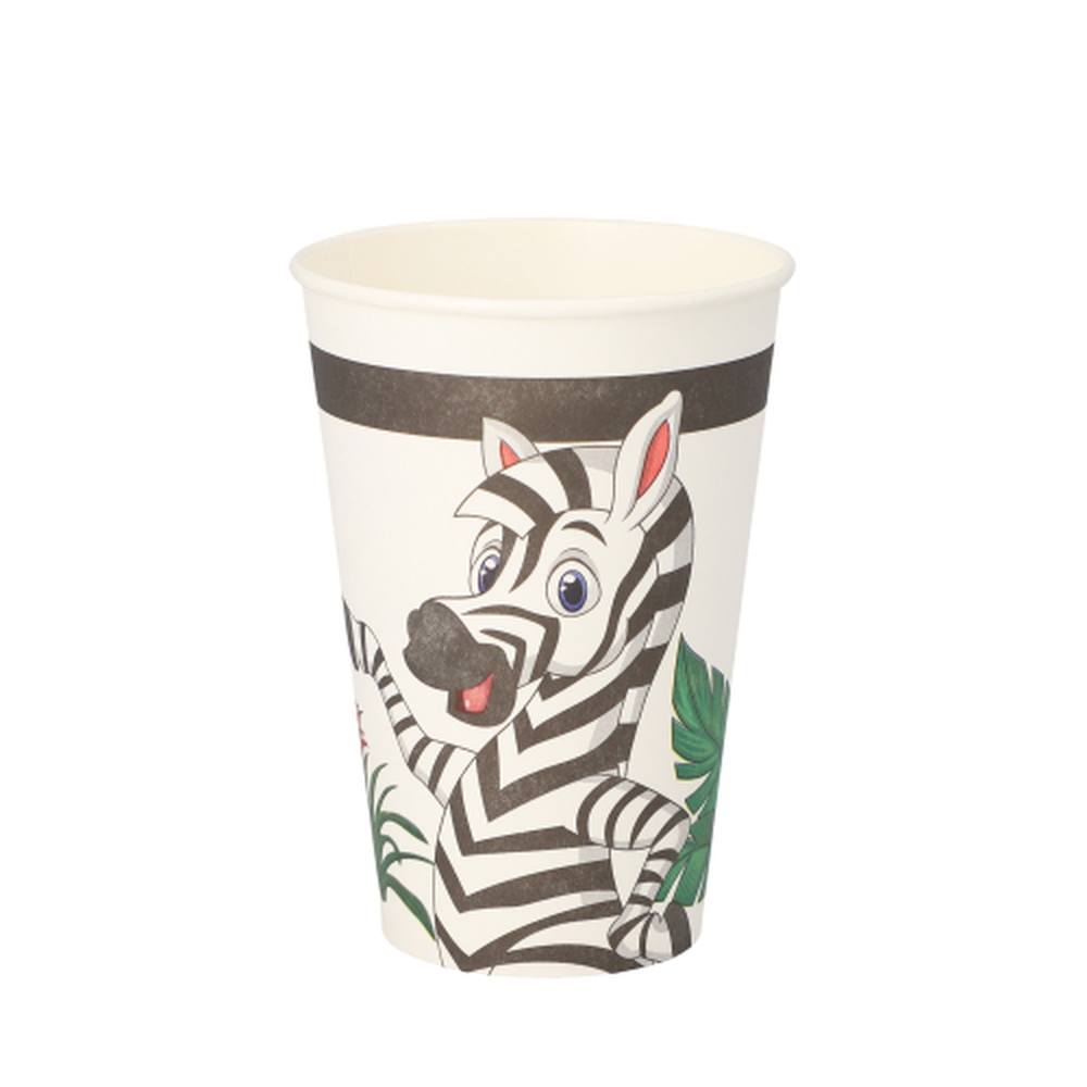 Papstar Trinkbecher, Pappe 0,2 l Ø 7 cm · 9,7 cm "Jungle"