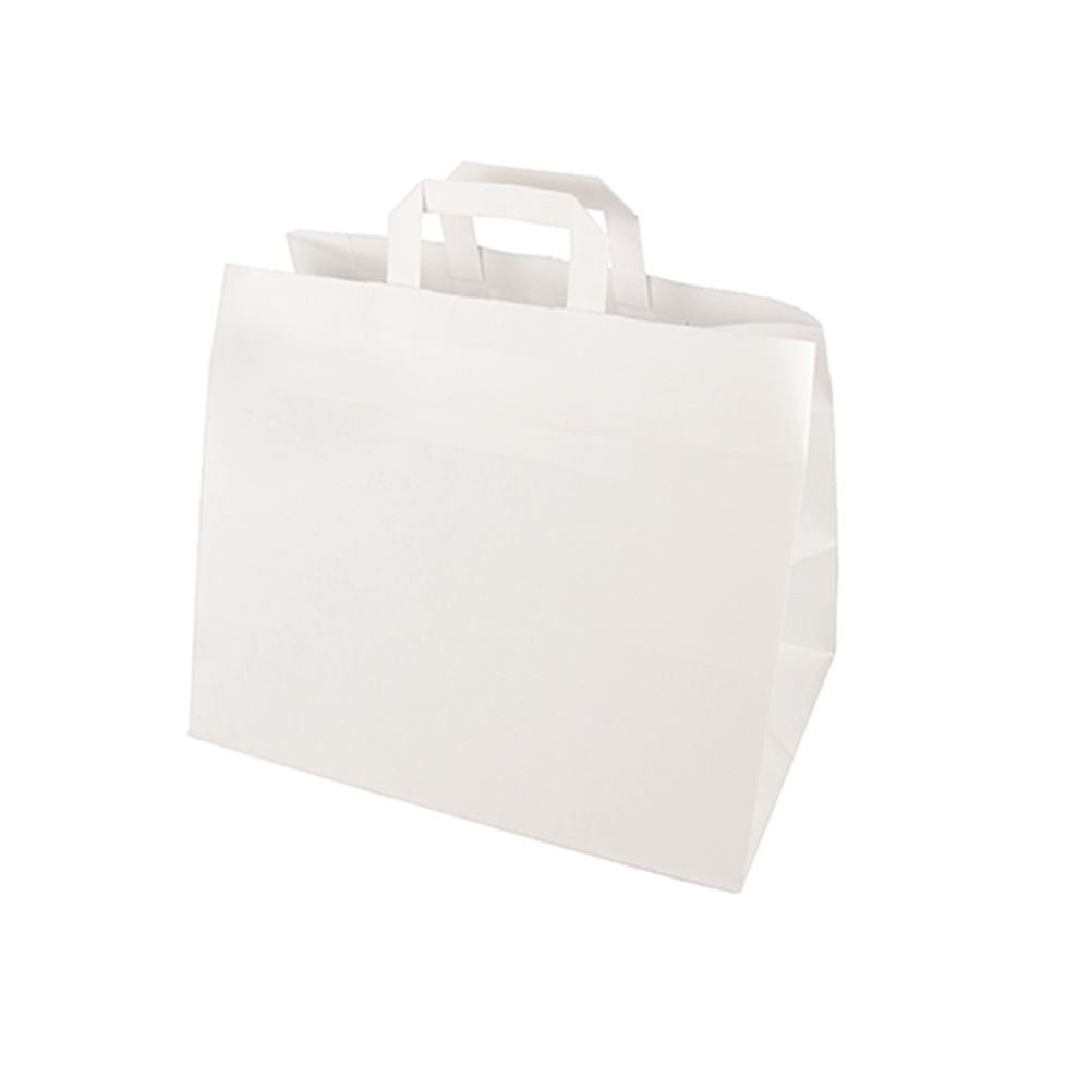 Papstar Tragetaschen, Papier 27 cm x 32 cm x 17 cm weiss mit Tragegriff