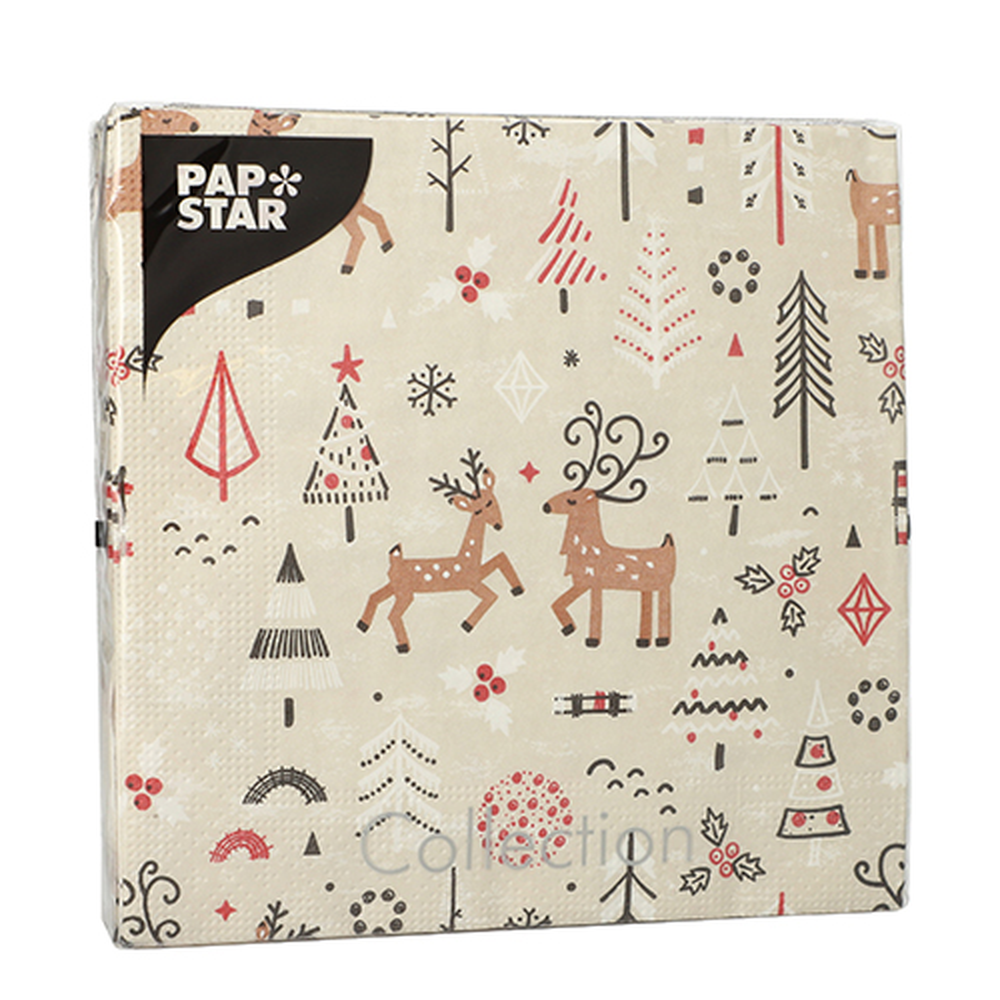 Papstar Servietten, 3-lagig 1/4-Falz 33 cm x 33 cm "Winter Ornaments"