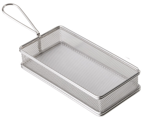 APS Servier-Frittierkorb 21,5 x 10,5 cm, H: 4,5 cm , Edelstahl, Griff 9,5 cm