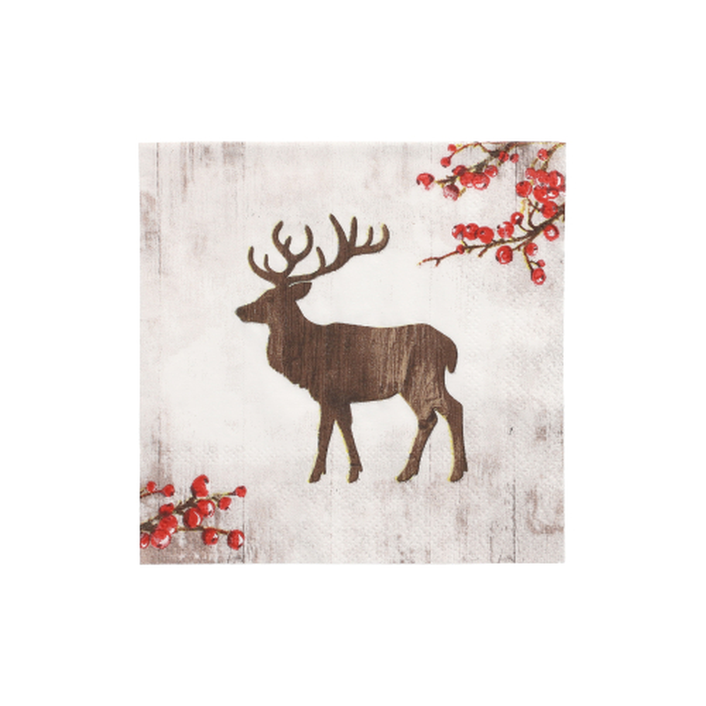 Papstar Servietten, 3-lagig 1/4-Falz 25 cm x 25 cm "X-Mas Deer"