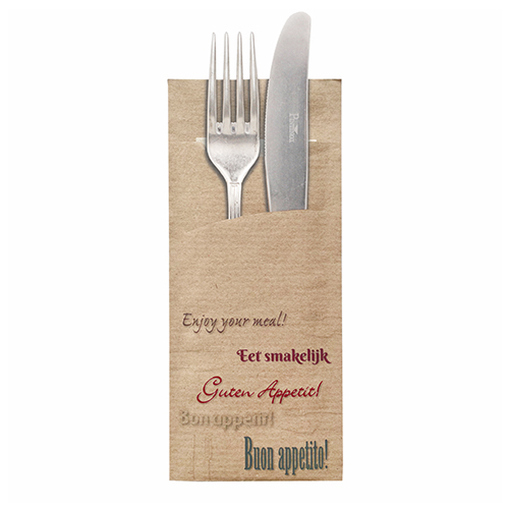 Papstar Bestecktaschen 20 cm x 8,5 cm braun 100% kompostierbar