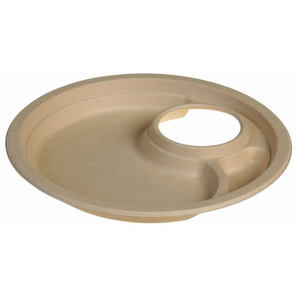 Pacovis Teller nature 26 cm rund, mit Becherhalter 75mm