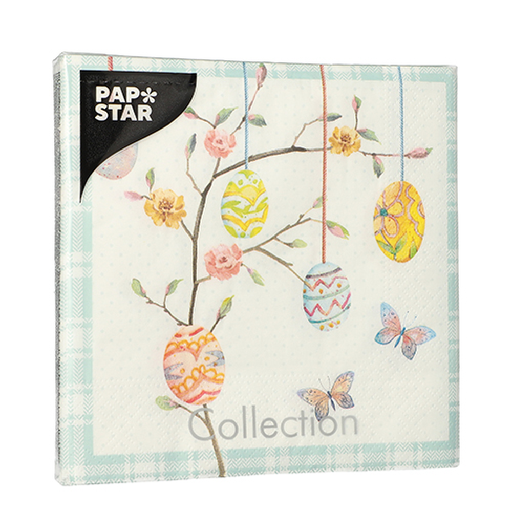 Papstar Servietten, 3-lagig 1/4-Falz 33 cm x 33 cm "Easter Branch"