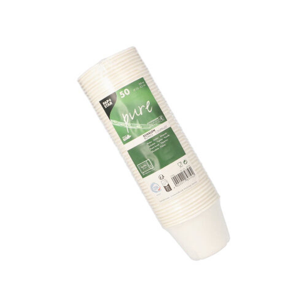 Papstar Schalen, Zuckerrohr "pure" 100 ml Ø 7,5 cm · 5,3 cm weiss