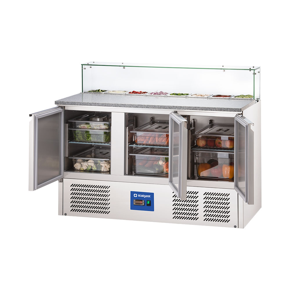 Stalgast Pizzatisch Starline, 2-türig, mit Kühlaufsatz 5x GN 1/6