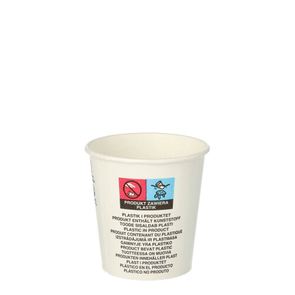 Papstar Trinkbecher für Kaltgetränke, Pappe 0,1 l Ø 6,3 cm · 6,3 cm weiss "Rays"