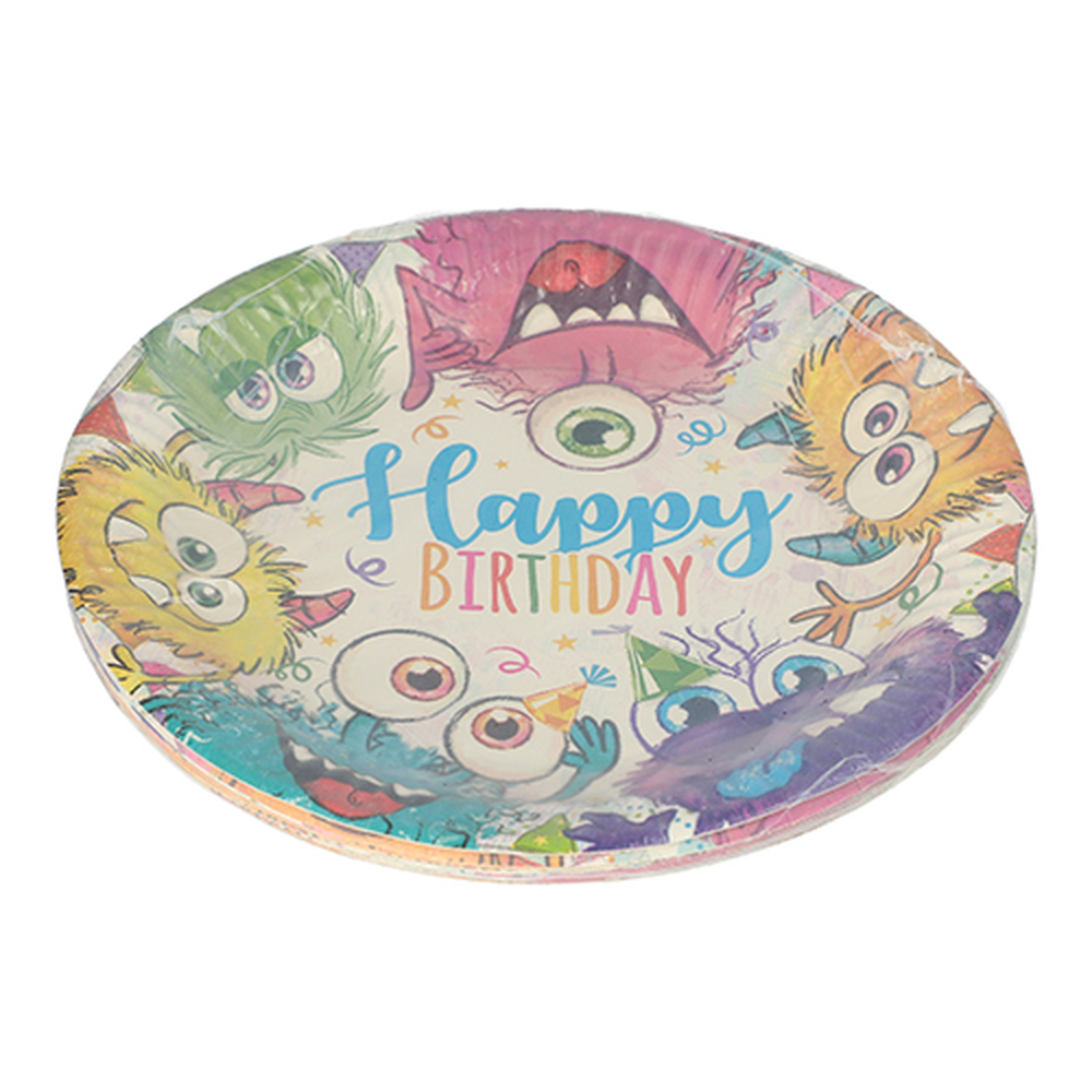 Papstar Teller, Pappe rund Ø 23 cm "Funny Monsters"