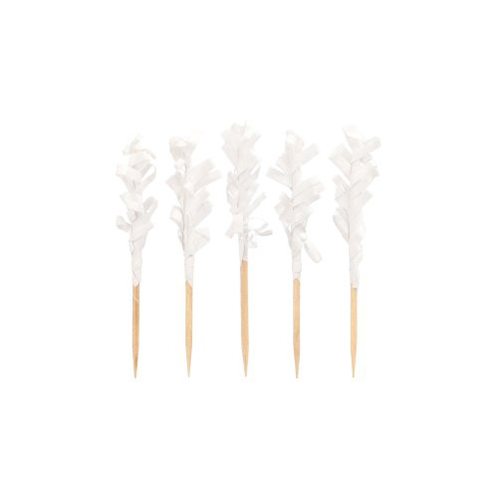 Papstar Deko-Picker 6,8 cm weiss "Frills"