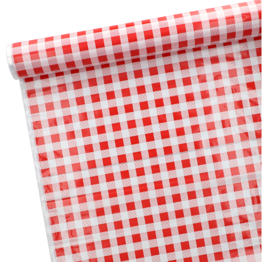 Papstar Tischdecke, Folie 50 m x 80 cm rot "Karo"