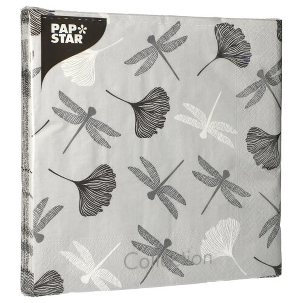 Papstar Servietten, 3-lagig 1/4-Falz 40 cm x 40 cm grau "Ginko"