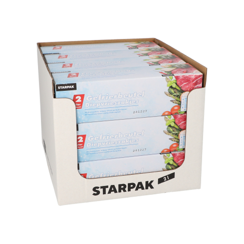 Papstar Gefrierbeutel, LLDPE 2 l 30 cm x 20 cm transparent in Faltschachtel