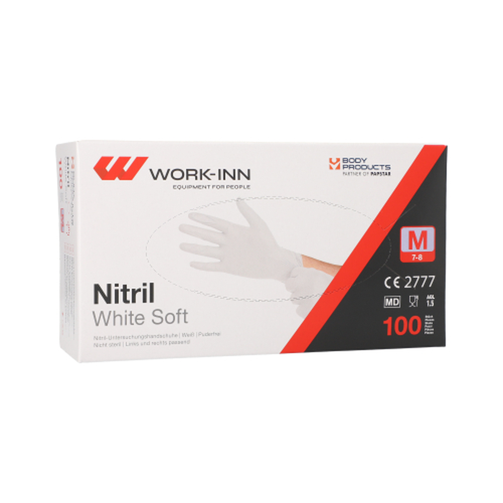 Papstar "WORK-INN/PS" Handschuhe Nitril puderfrei "White Soft" weiss Größe: M