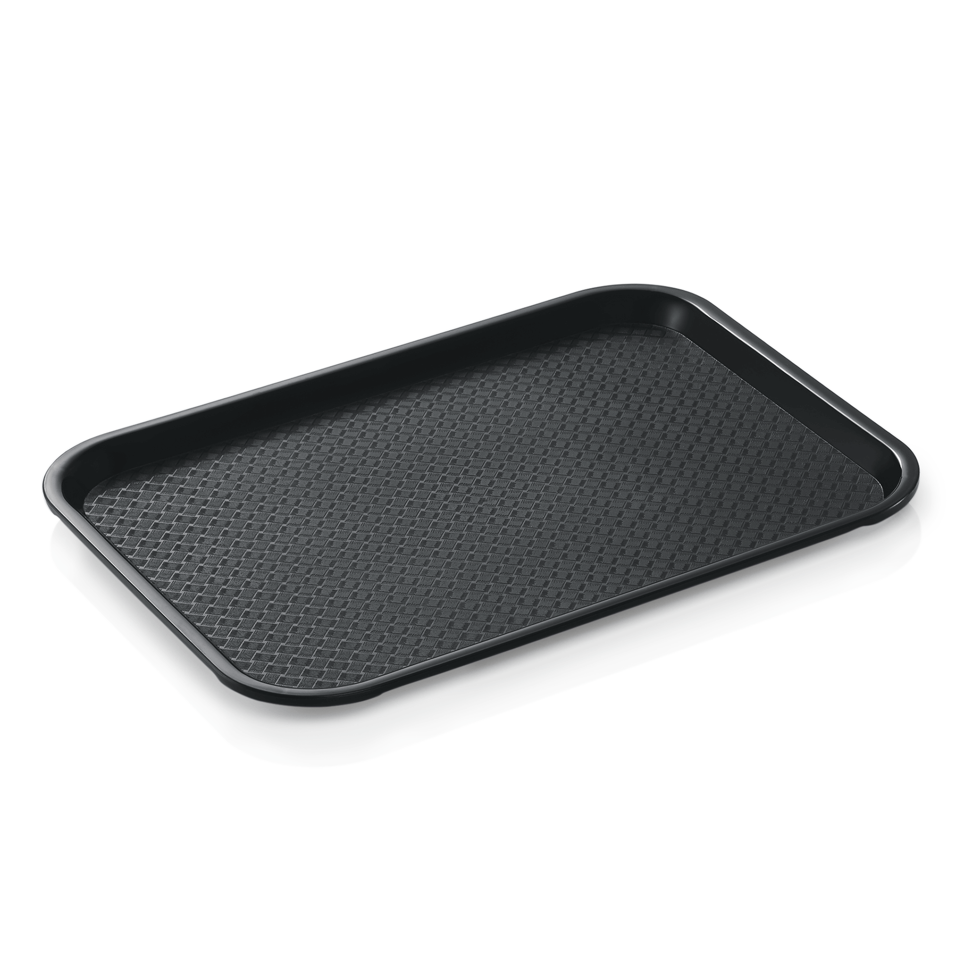 WAS Fast Food Tablett Set, 35 x 27 x 1,5 cm, schwarz, Set á 24 Stück, Polypropyl