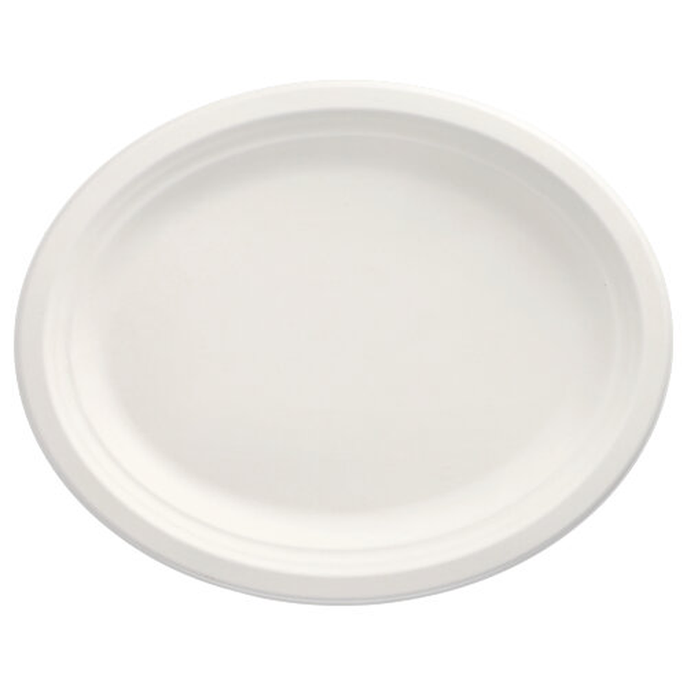 Papstar Teller, Zuckerrohr "pure" oval 32 cm x 25,5 cm x 2 cm weiss