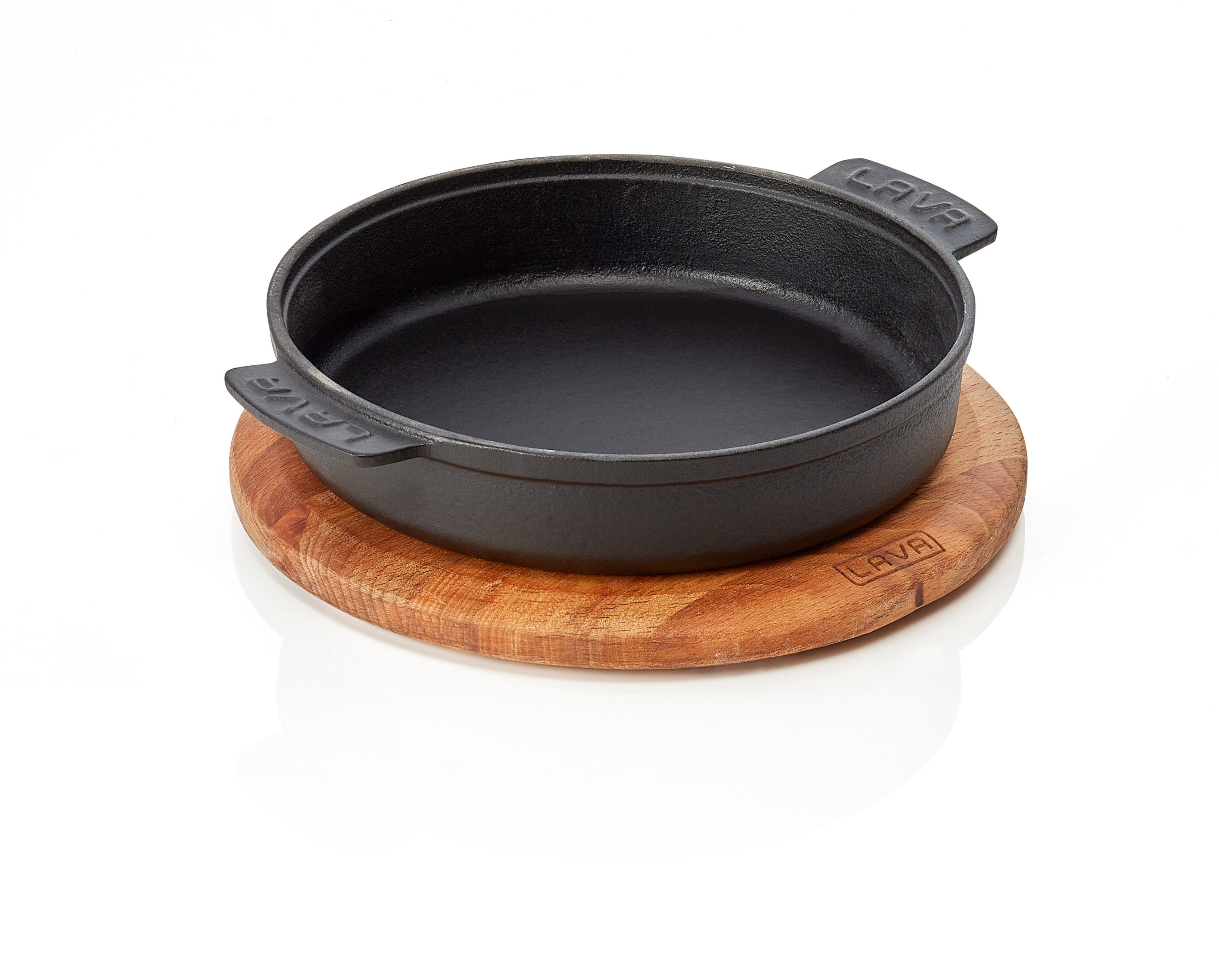 WAS Brat-/Servierpfanne Ø oben 17 cm Höhe 4,0 cm Holz/Gusseisen