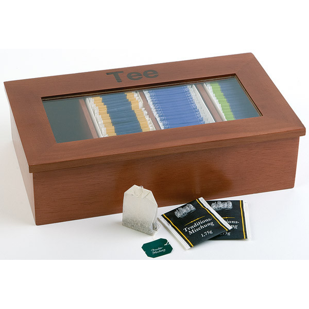 APS Teebox Holz 4 Kammern 33,5 x 20 cm