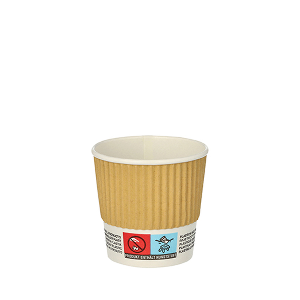 Papstar Trinkbecher, Pappe 0,1 l Ø 6 cm · 6 cm natur Ripple Wall