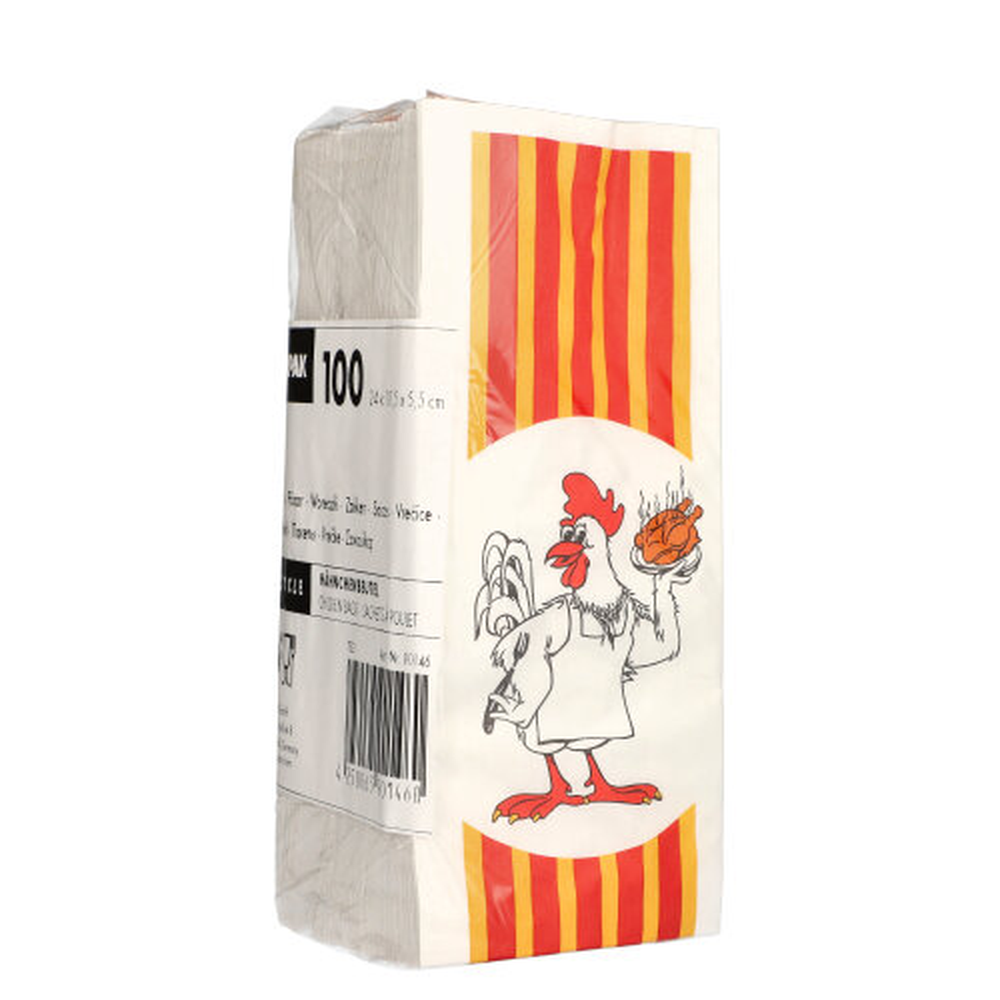 PAPSTAR Hähnchenbeutel, Papier mit HDPE-Einlage 24 cm x 10,5 cm x 5,5 cm Gr