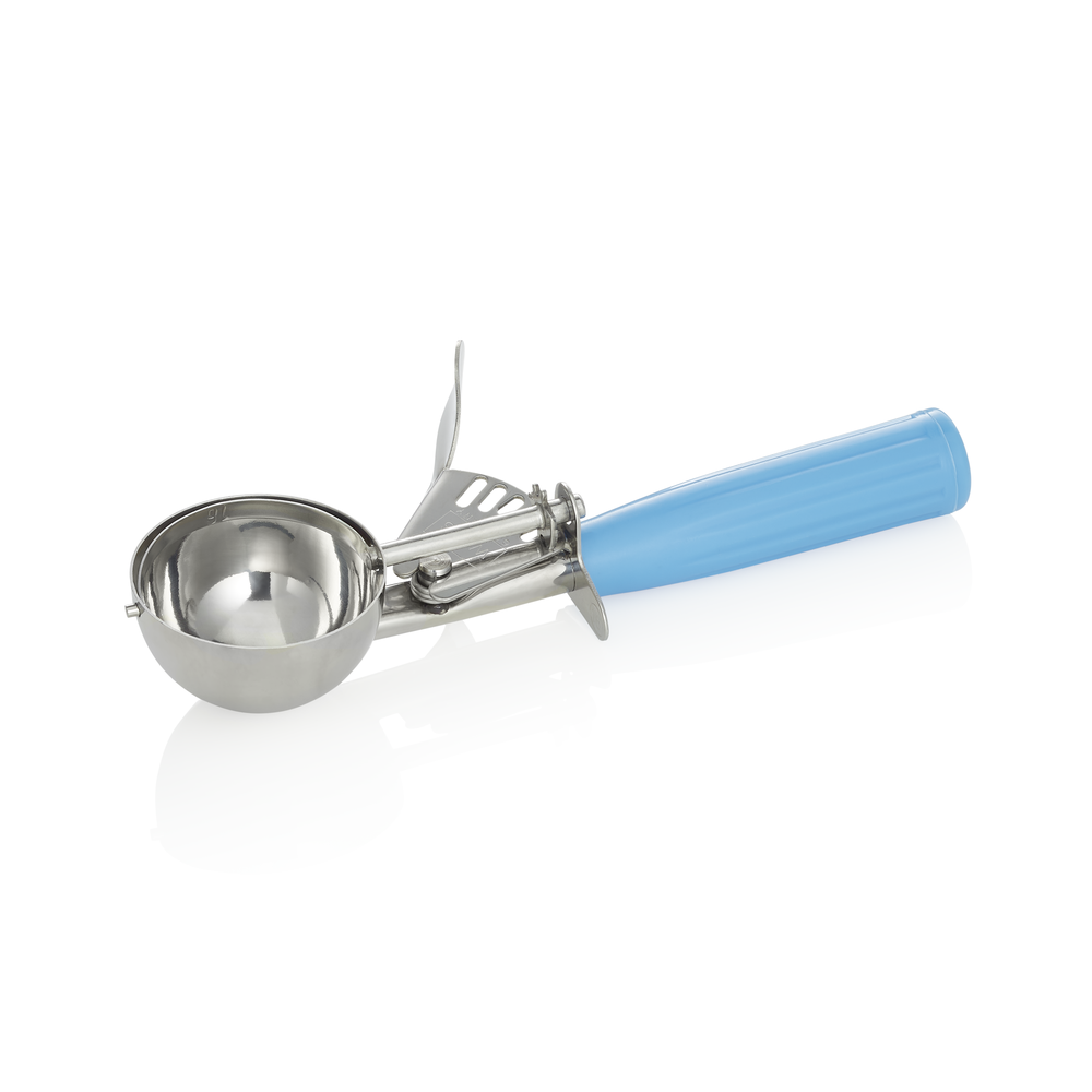 WAS Portionierer, 21 cm, Ø 5,5 cm, blauer Griff, Chromnickelstahl 18/8/Polypropy