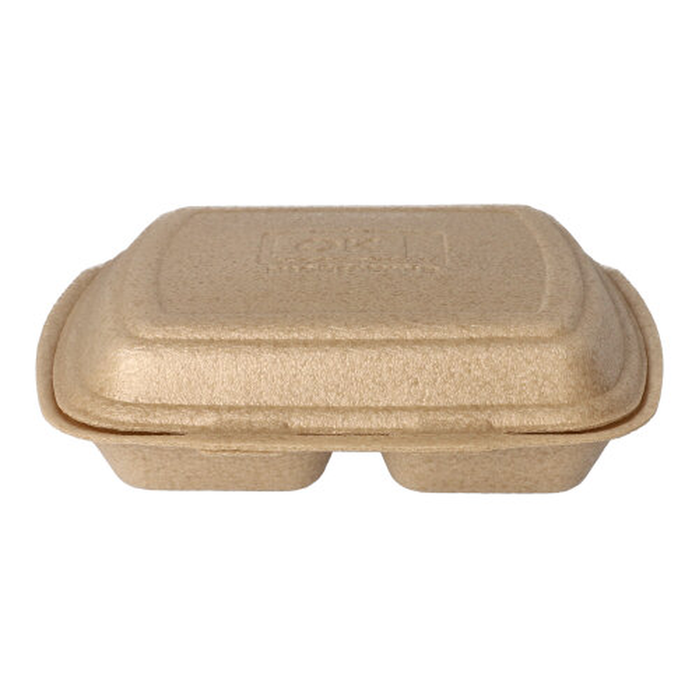 Papstar Menüboxen mit Klappdeckel, XPP 2-geteilt 7 cm x 20,5 cm x 24 cm beige