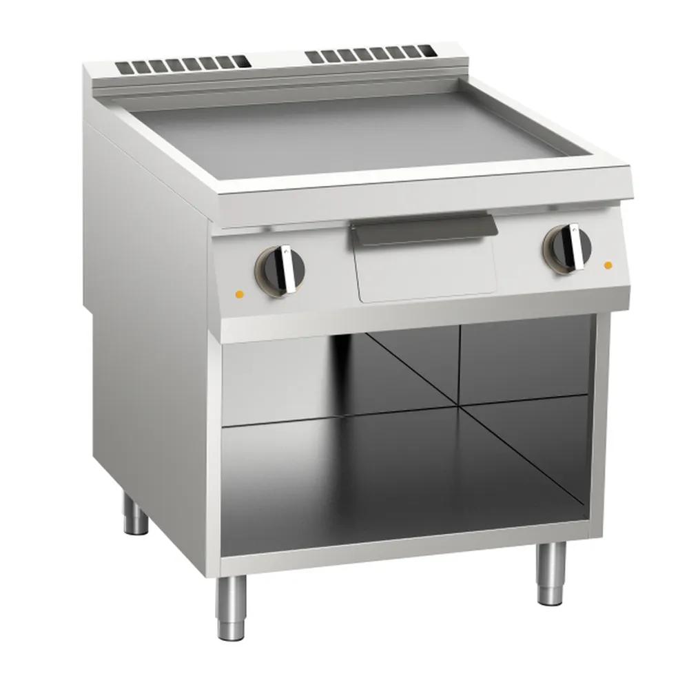 KBS Elektro-Grillplatte glatt aus Edelstahl 10,8kW 2 Heizzonen offener Unterbau