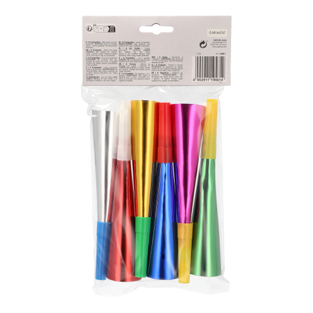 Papstar Trompeten 18 cm farbig sortiert "Metallic"