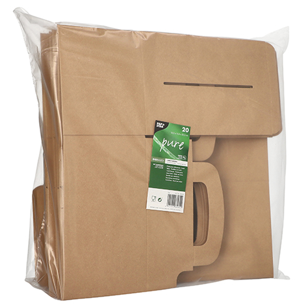 PAPSTAR Lunch-Boxen, Pappe pure eckig 12,5 cm x 15,5 cm x 22,5 cm braun mit