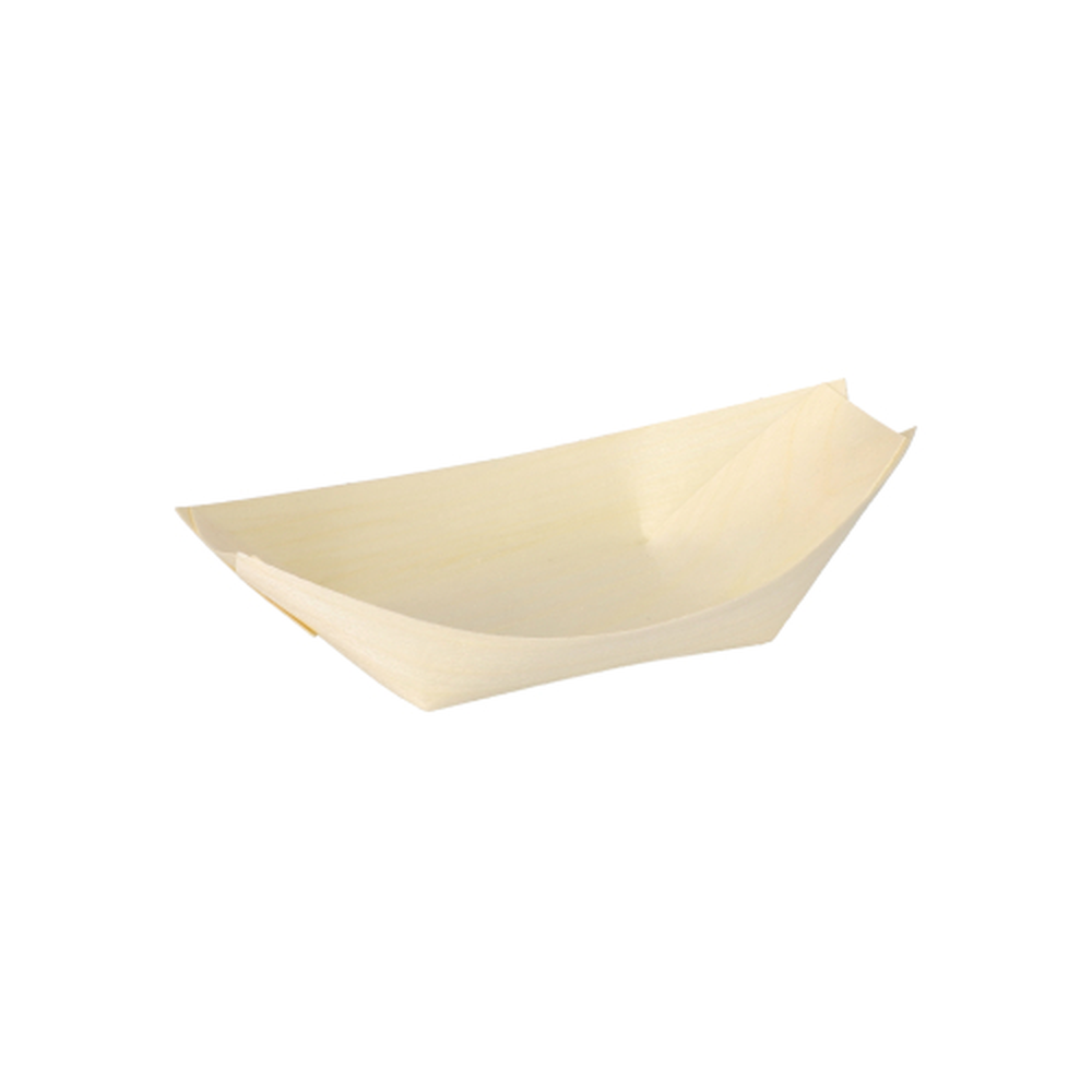 Papstar Fingerfood - Schalen, Holz "pure" 14 cm x 8,2 cm "Schiffchen"