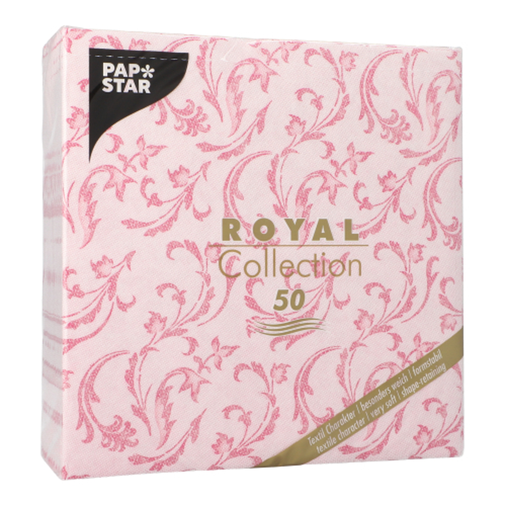 Papstar Servietten "ROYAL Collection" 1/4-Falz 40 cm x 40 cm fuchsia "Damascato"