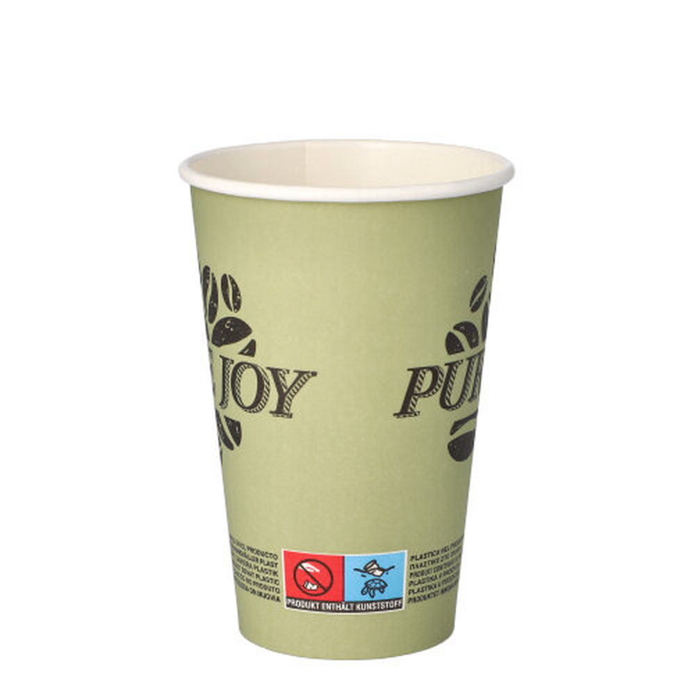 Papstar Trinkbecher, Pappe 0,3 l Ø 8 cm · 11,7 cm grün "Pure Joy"