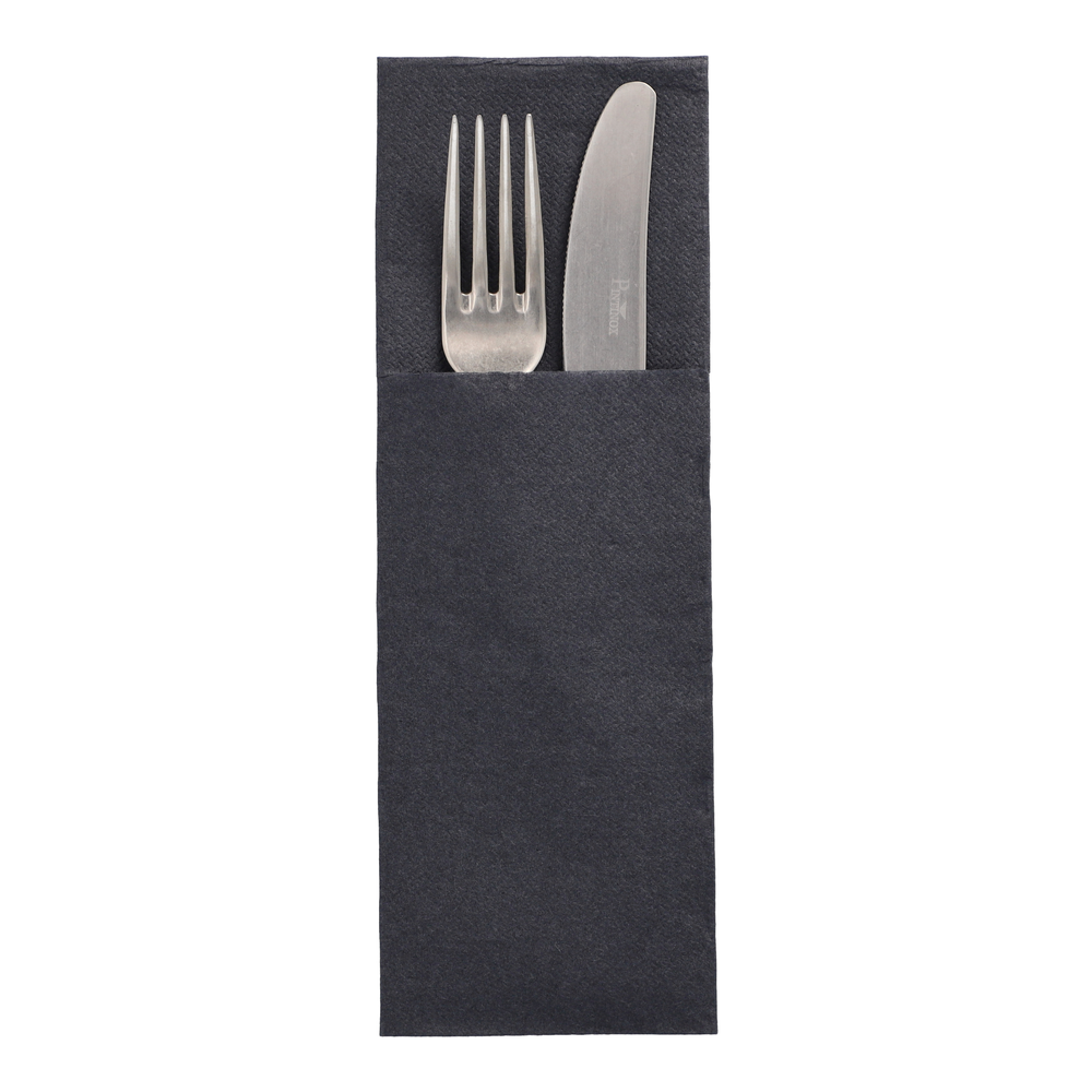Papstar Servietten "DAILY Collection" 48 cm x 30 cm schwarz mit Besteckfalz