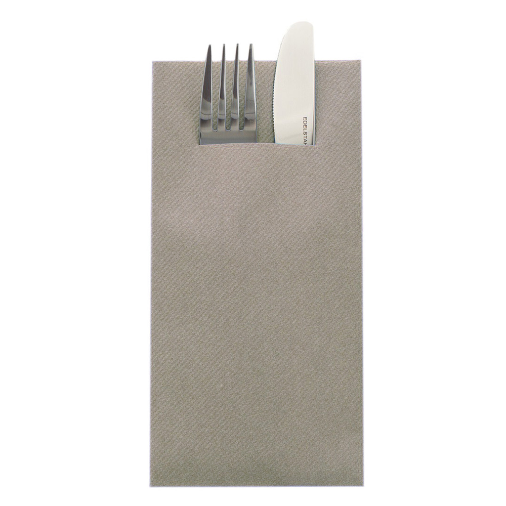 Mank Pocket-Napkins Basic beige grey 40 x 40 cm 1/8 Falz
