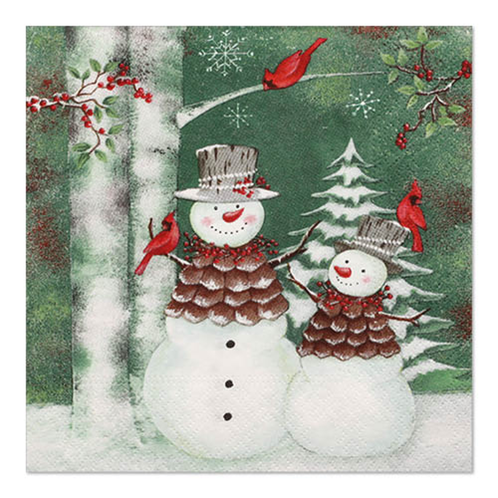 Papstar Servietten, 3-lagig 1/4-Falz 33 cm x 33 cm "Forest Snowmen"